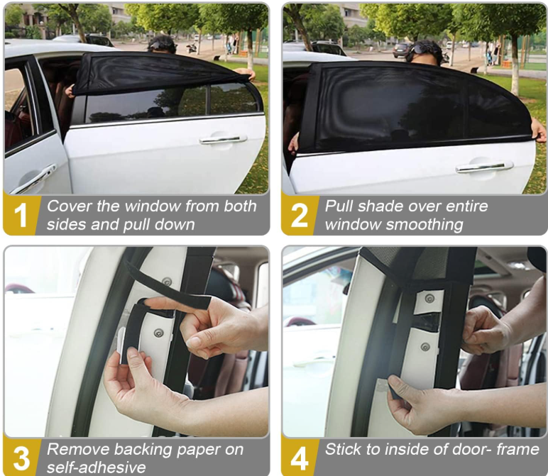 Large Mesh Rear Side Window Sunshades for Family Travel 2 Pack - Image 2