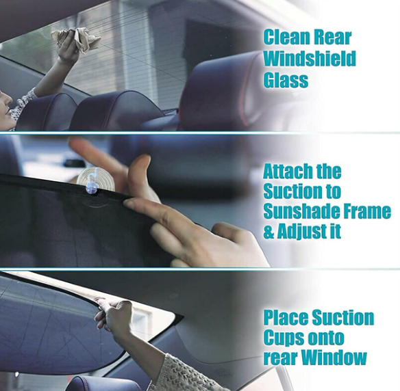 Foldable Rear Glass Sunshade with Suction Cup Installation - Image 2