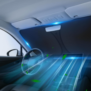Foldable Front Glass Heat Shield with Mirror Clearance Design